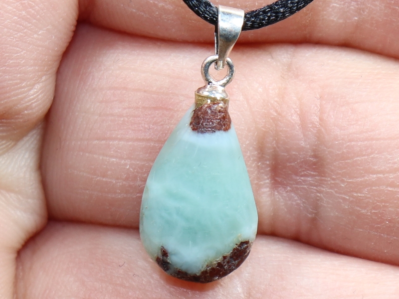 larimar with cord or silver 925
