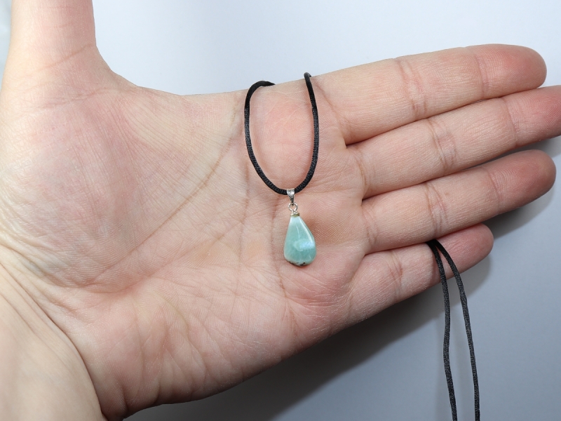 larimar with cord or silver 925