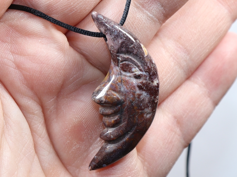rhodonite with cord or silver 925