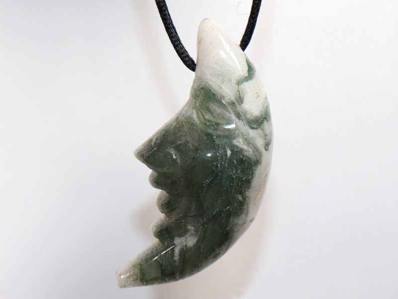 moss agate with cord or silver 925