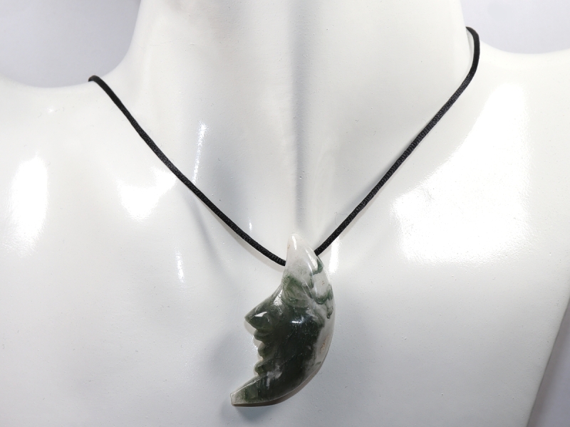 moss agate with cord or silver 925