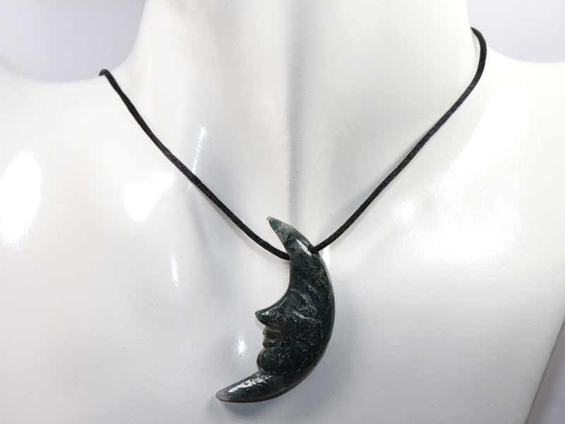 moss agate with cord or silver 925