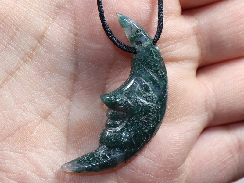 moss agate with cord or silver 925