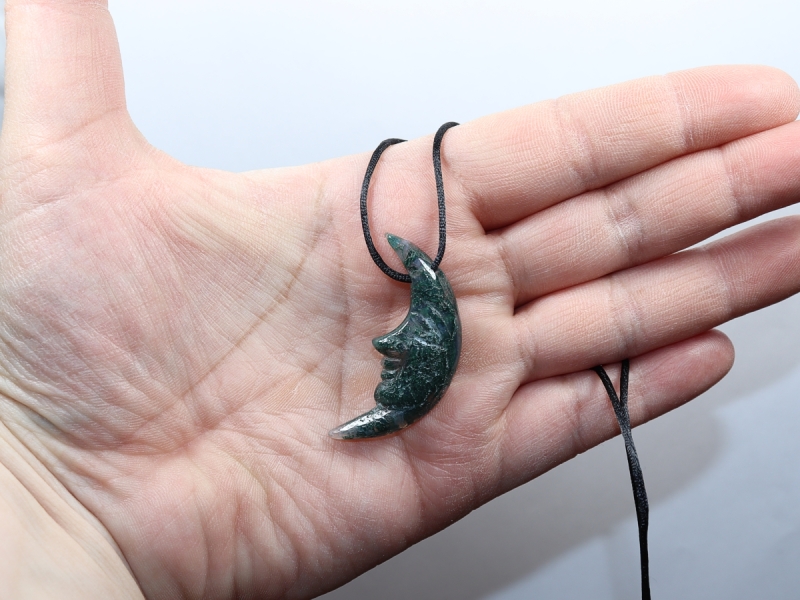 moss agate with cord or silver 925