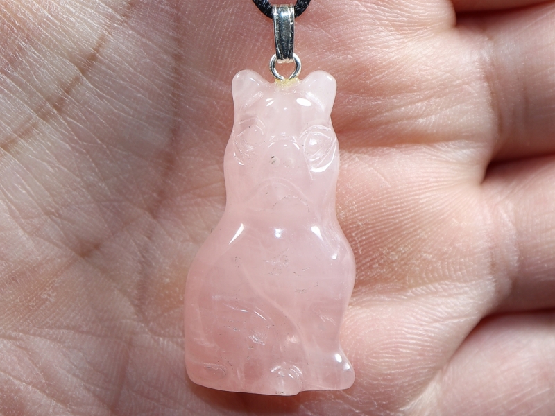 rose quartz with cord or silver 925