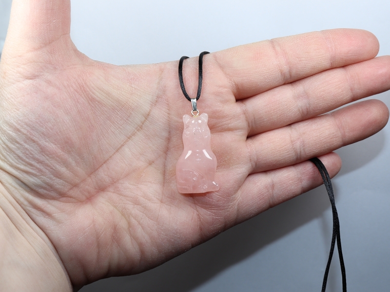 rose quartz with cord or silver 925