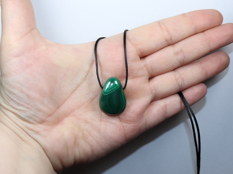 malachite with cord or silver 925