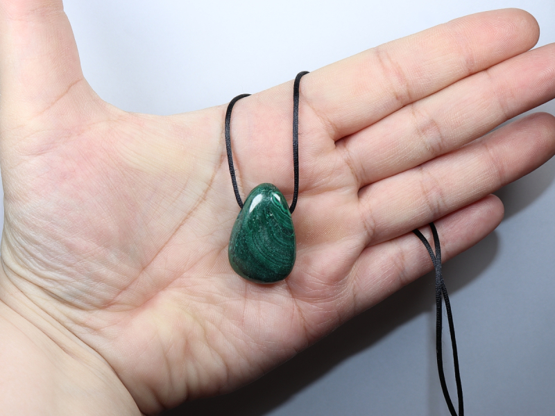 malachite with cord or silver 925