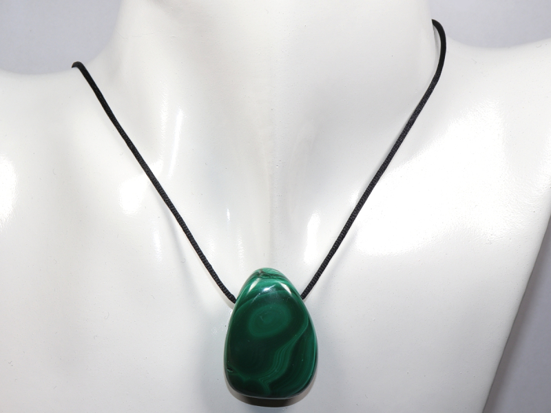 malachite with cord or silver 925