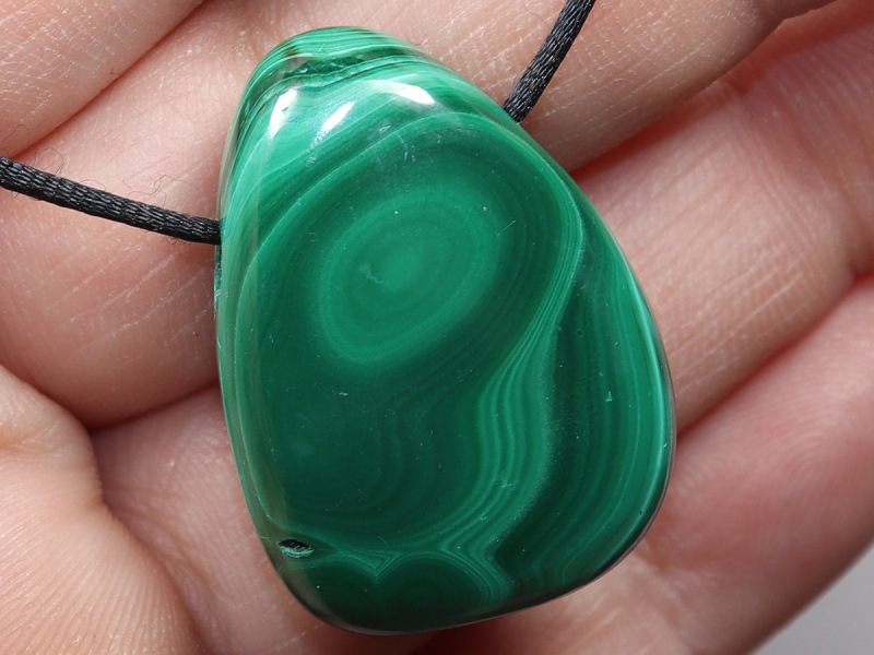 malachite with cord or silver 925