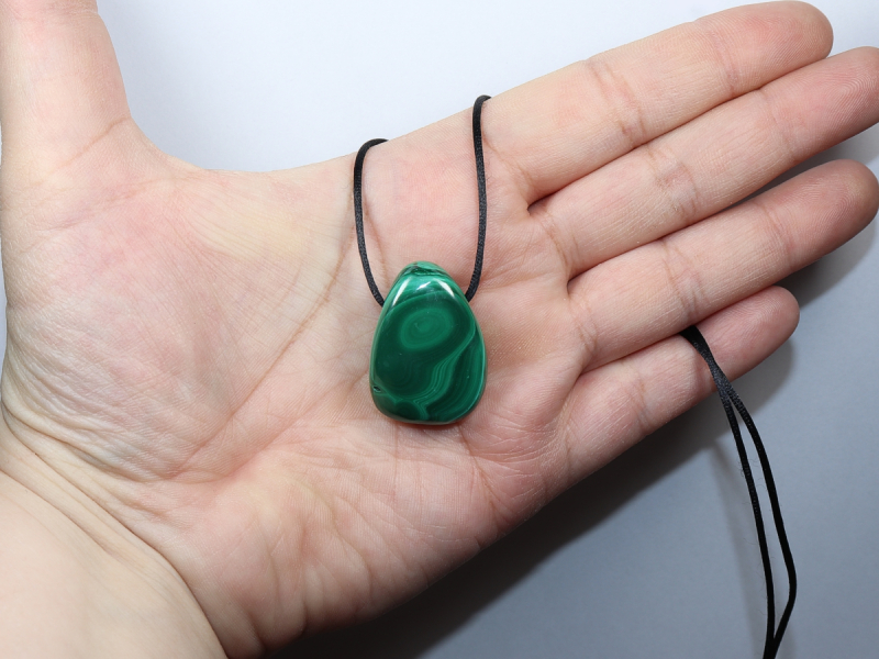 malachite with cord or silver 925