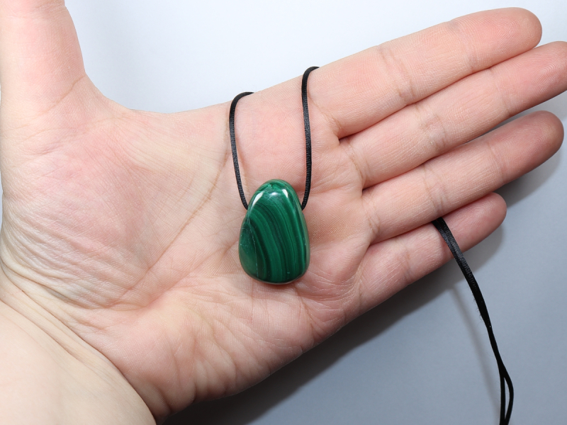 malachite with cord or silver 925