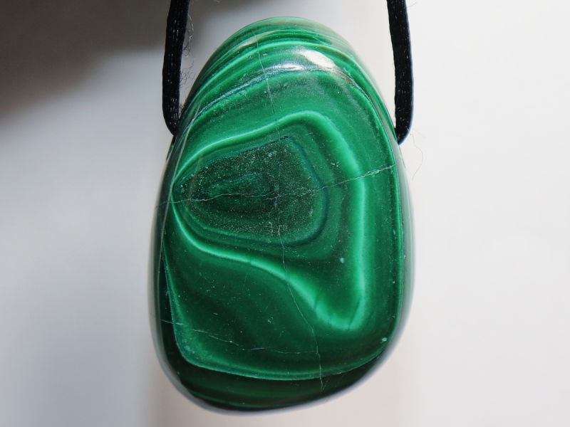 malachite with cord or silver 925