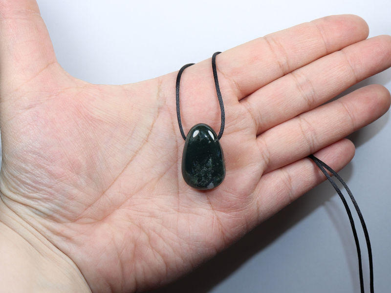 moss agate with cord or silver 925