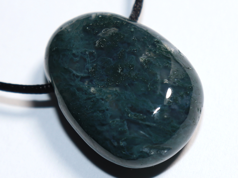 moss agate with cord or silver 925