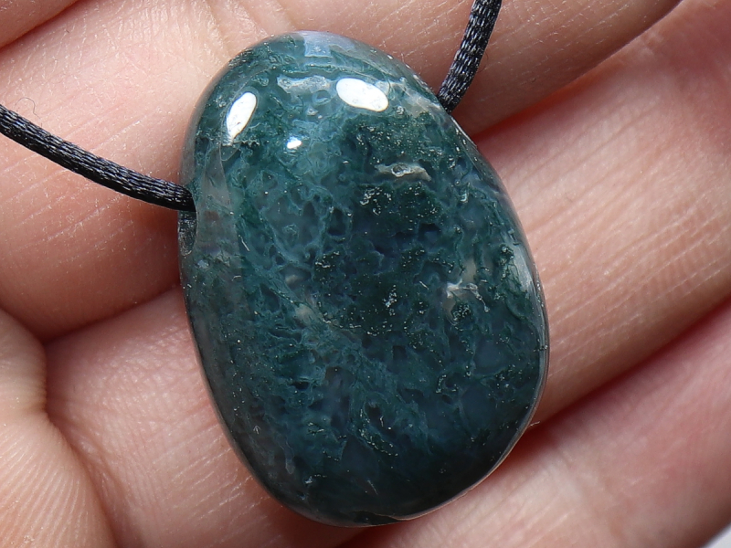 moss agate with cord or silver 925