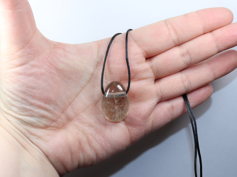 smoky quartz with cord or silver 925