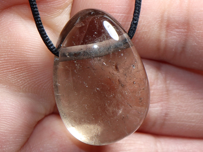 smoky quartz with cord or silver 925