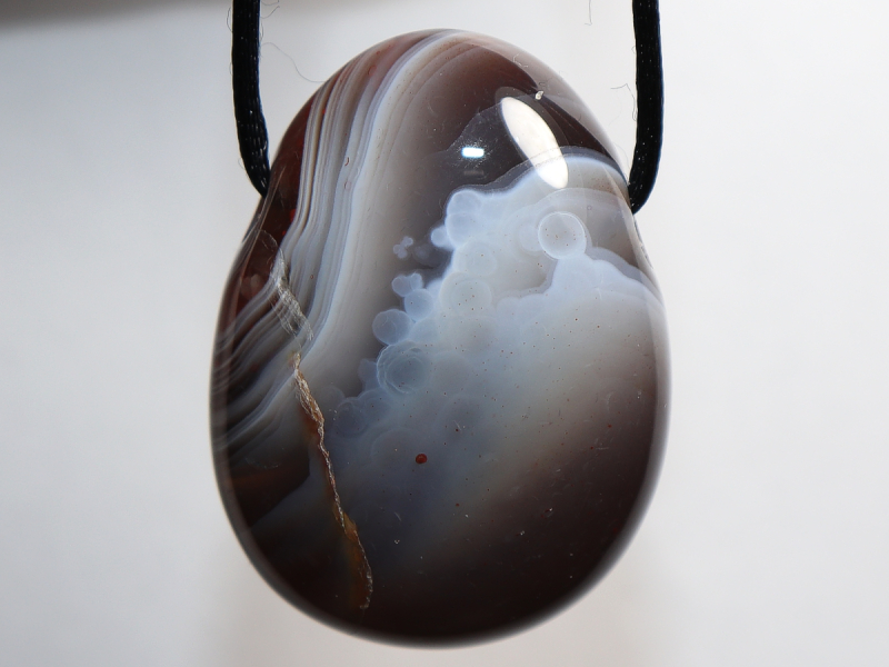 Botswana agate with cord or silver 925