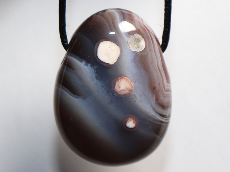 Botswana agate with cord or silver 925
