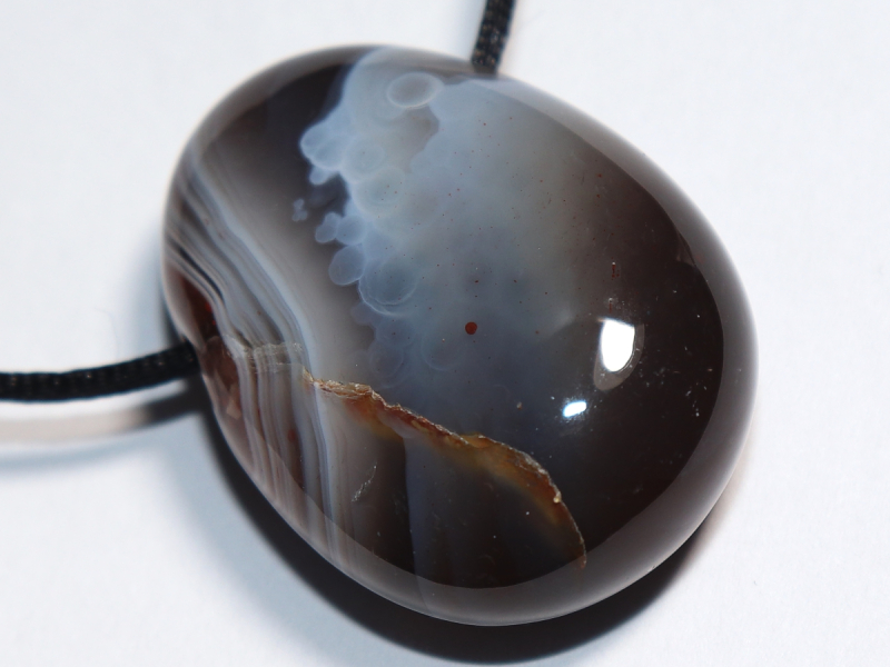 Botswana agate with cord or silver 925