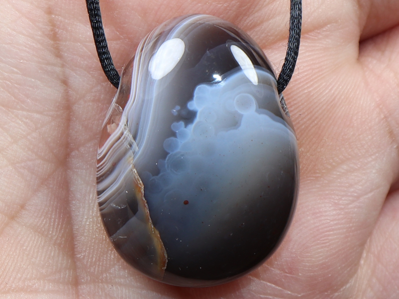 Botswana agate with cord or silver 925