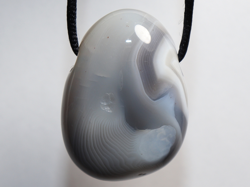 Botswana agate with cord or silver 925