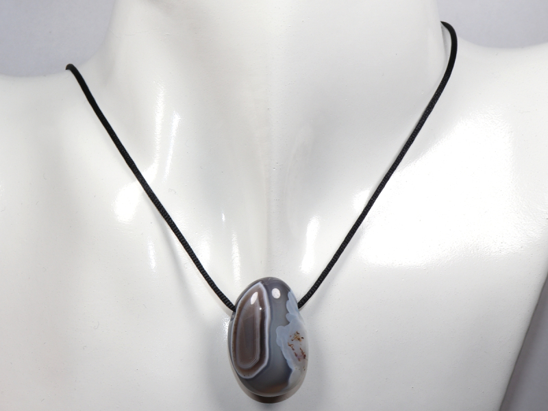 Botswana agate with cord or silver 925