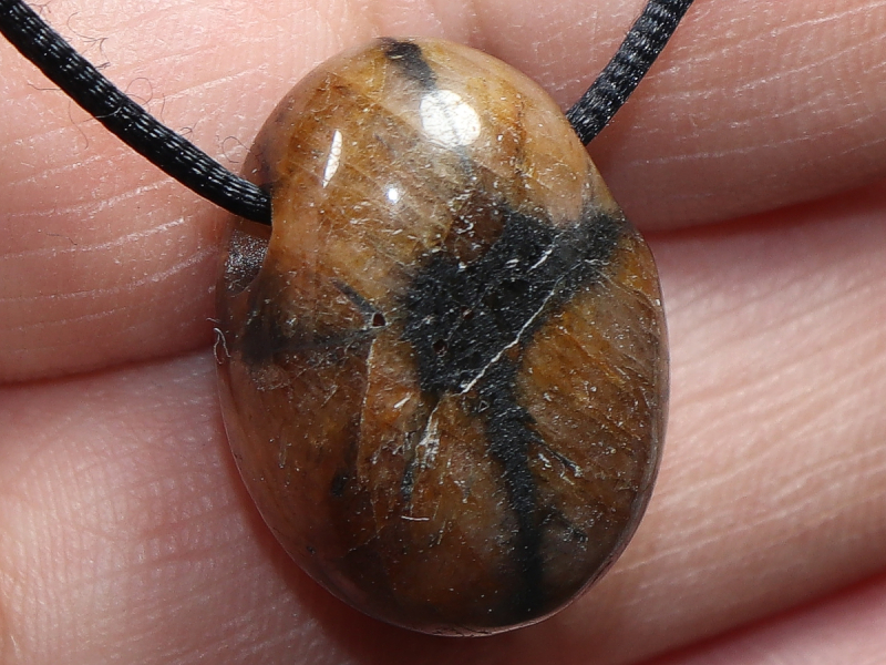 cross stone with cord or silver 925