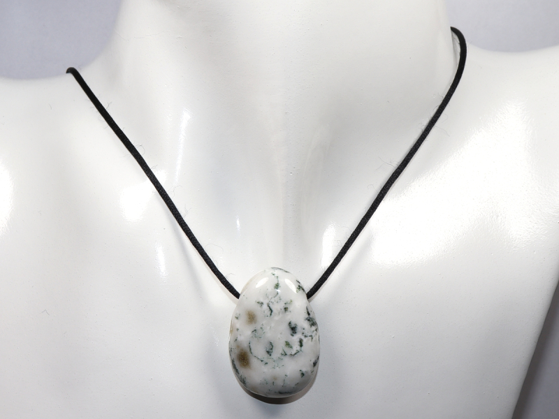 tree agate with cord or silver 925