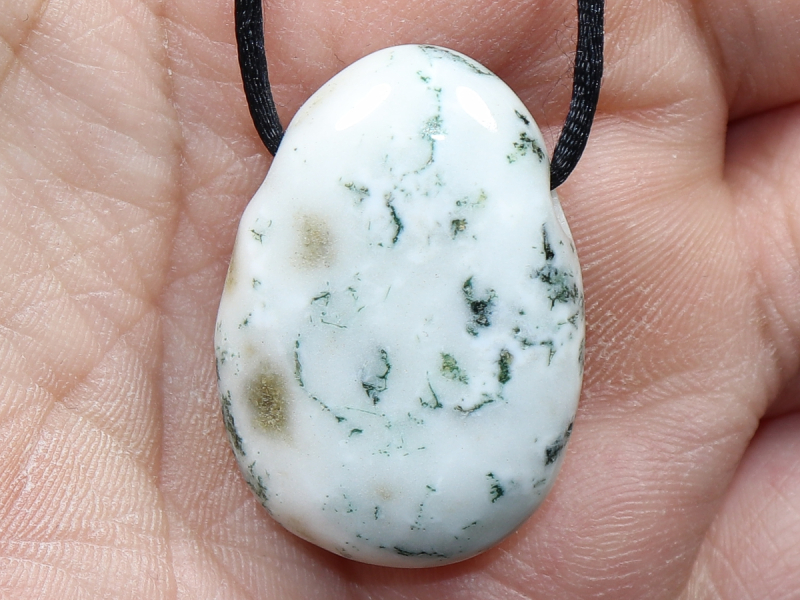 tree agate with cord or silver 925