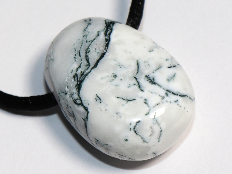 tree agate with cord or silver 925