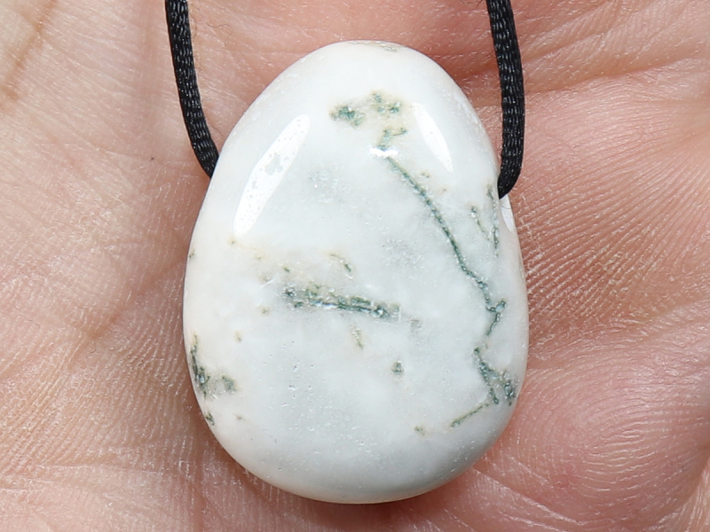 tree agate with cord or silver 925