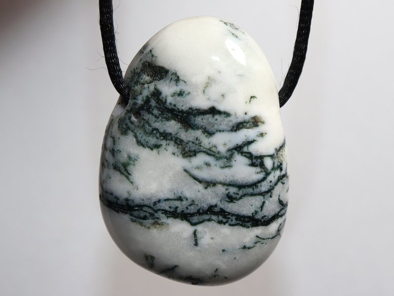 tree agate with cord or silver 925