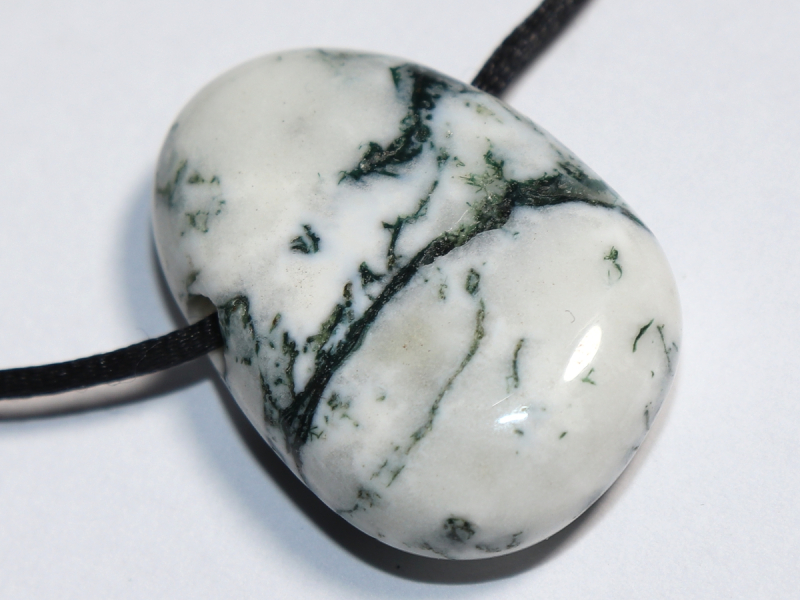 tree agate with cord or silver 925