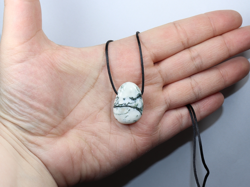 tree agate with cord or silver 925