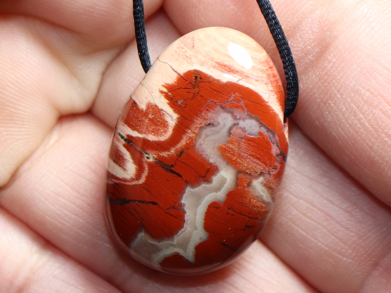 brecciated jasper with cord or silver 925