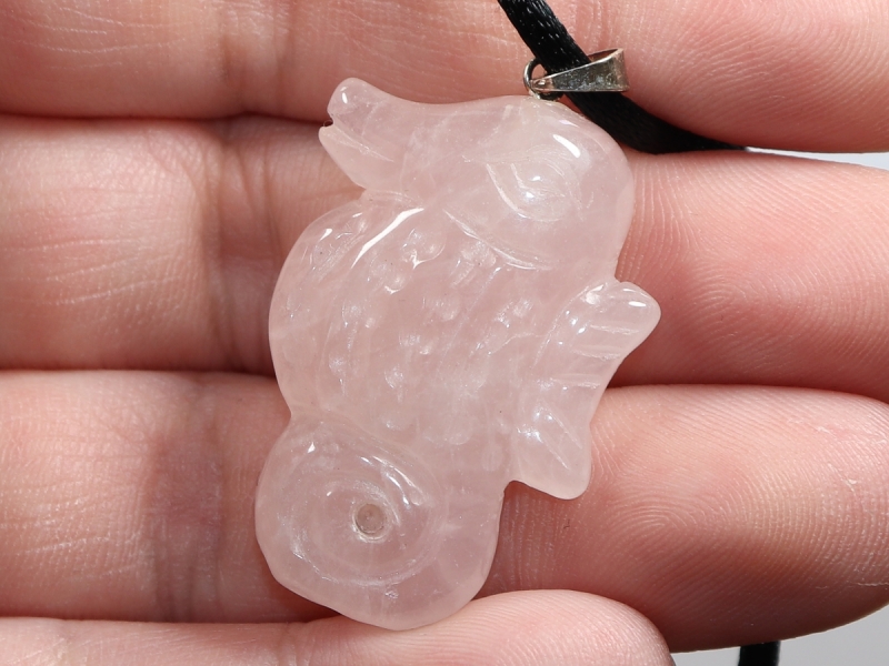 rose quartz with cord or silver 925