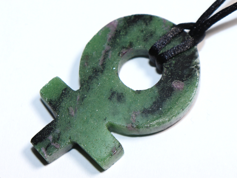 ruby in zoisite with cord