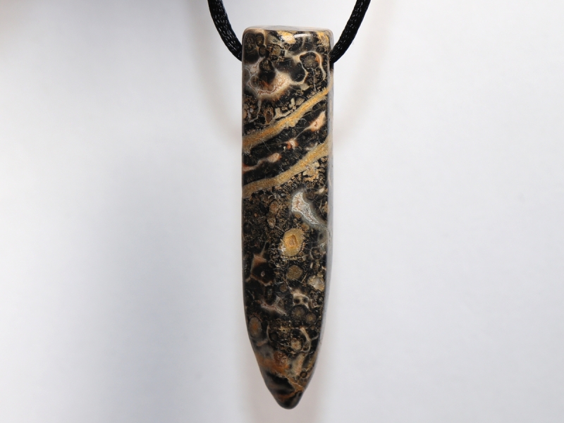 leopard rhyolite with cord or silver 925