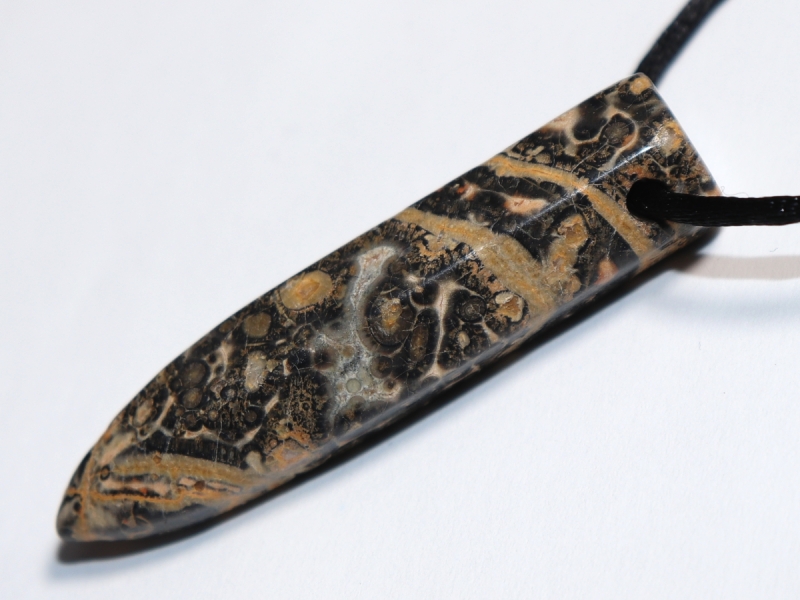 leopard rhyolite with cord or silver 925