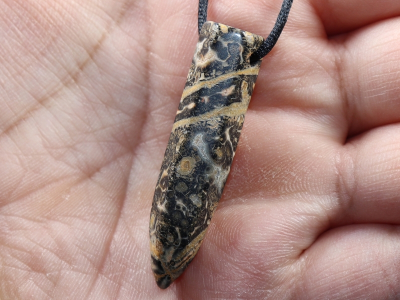 leopard rhyolite with cord or silver 925