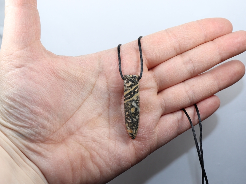 leopard rhyolite with cord or silver 925