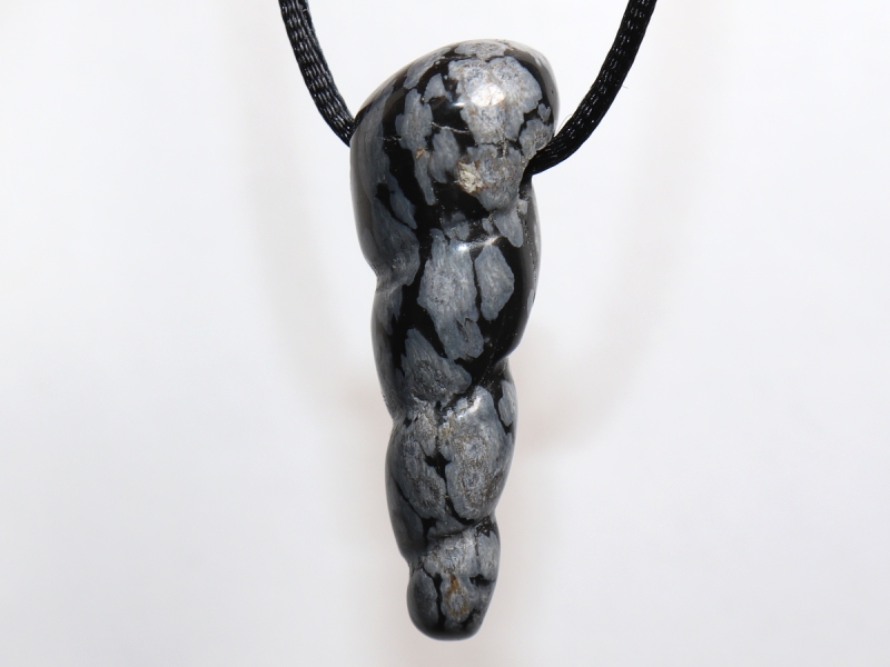 snowflake obsidian with cord or silver 925