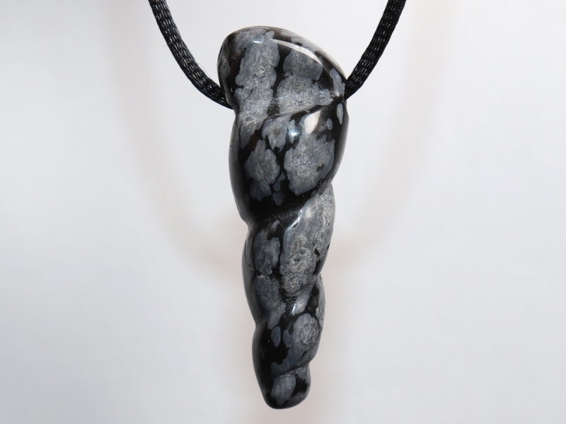 snowflake obsidian with cord or silver 925