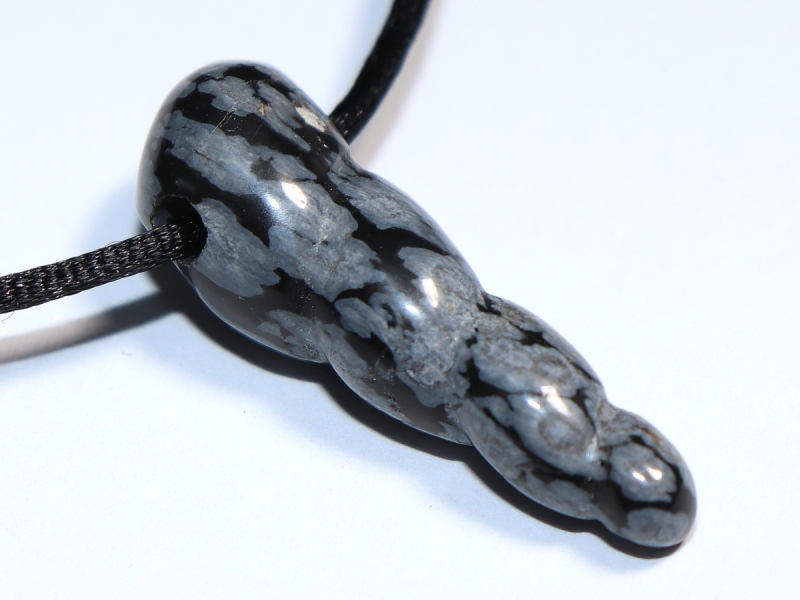 snowflake obsidian with cord or silver 925