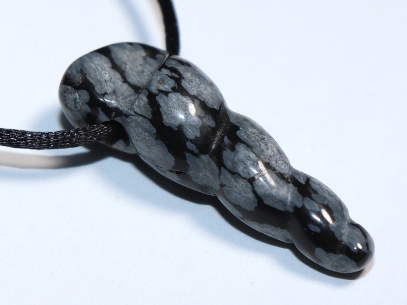 snowflake obsidian with cord or silver 925