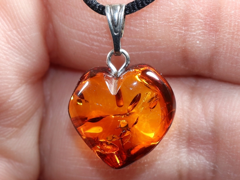 amber with cord or silver 925