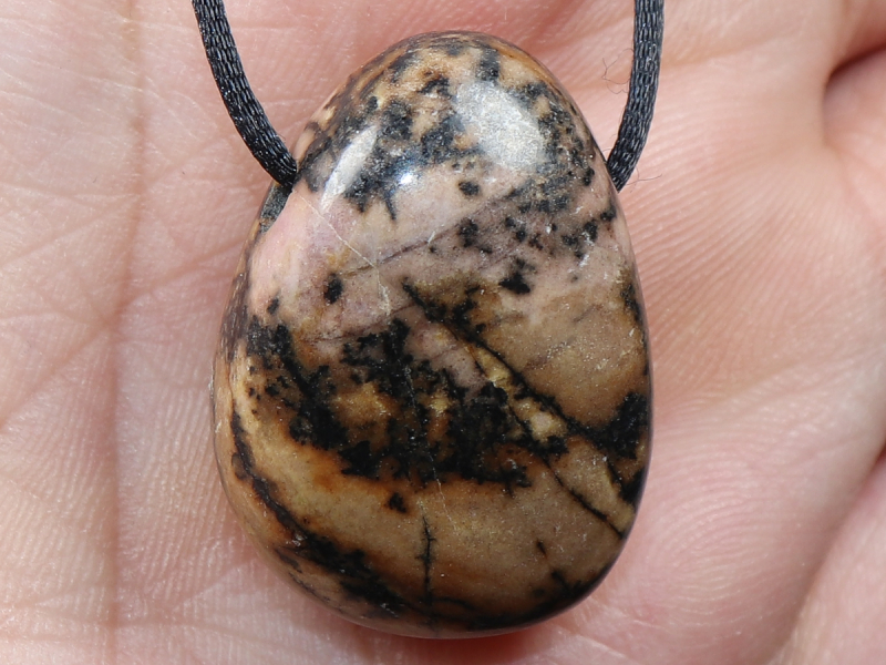 rhodonite with cord or silver 925