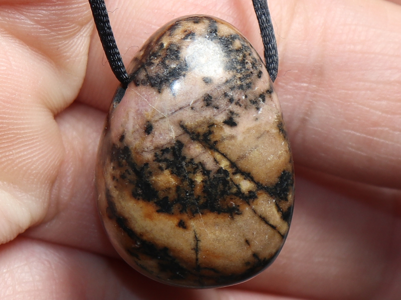 rhodonite with cord or silver 925